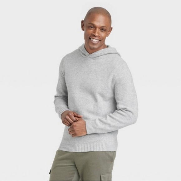 Goodfellow Men’s Light Gray Super Soft Ribbed Hem Hooded Pullover Sweater Medium - Picture 1 of 12